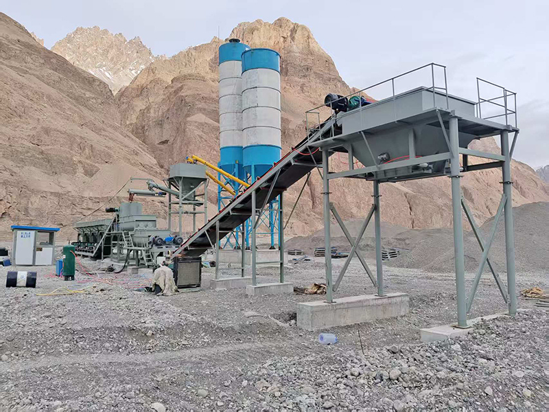 WDJ600型疊加式二次攪拌水穩(wěn)拌合站配立式水泥倉(cāng)