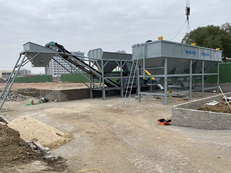 WDJ600型免基礎(chǔ)水穩(wěn)攪拌站配臥式水泥倉(cāng)